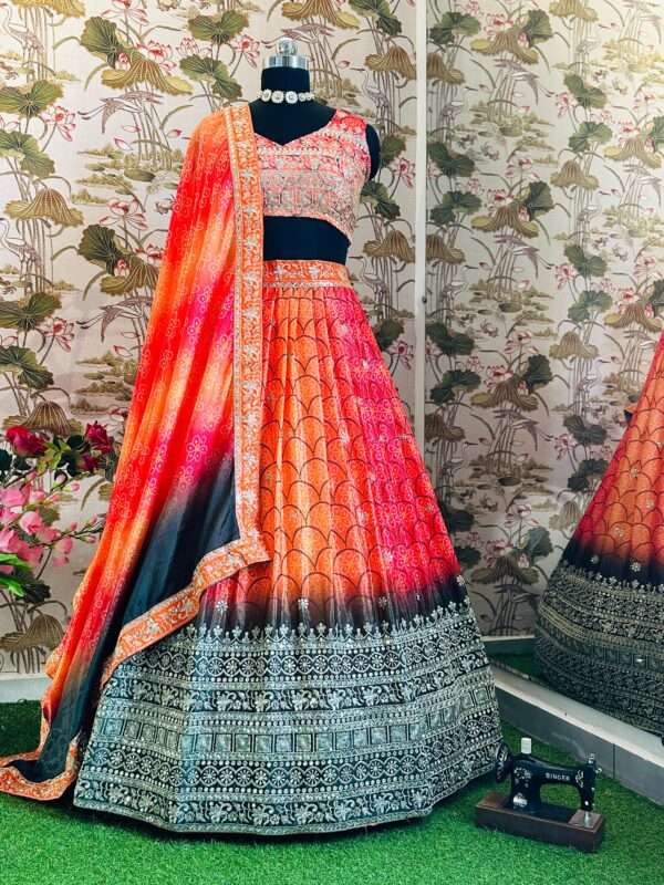 Stunning Chinnon Silk Lehenga Choli - Image 3