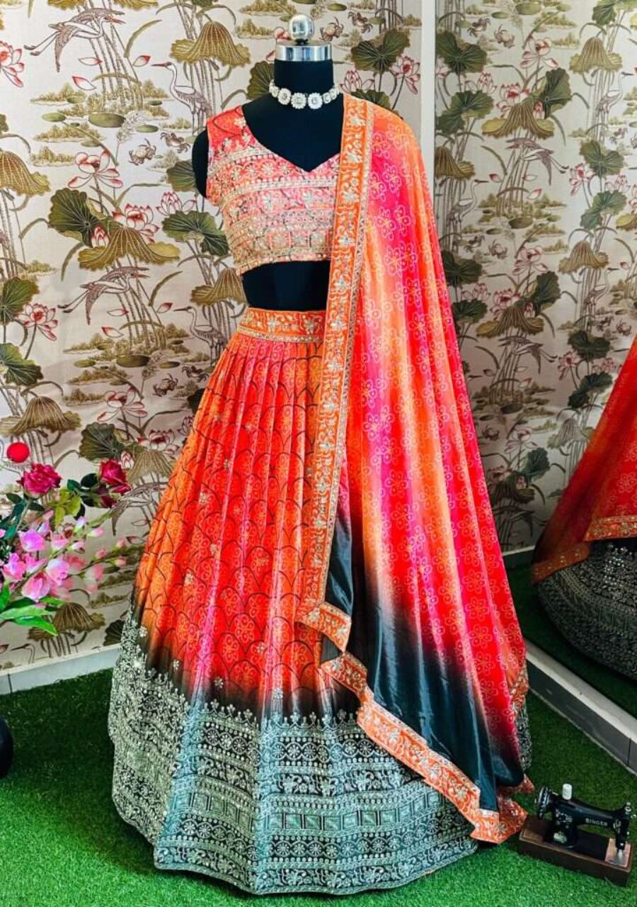 Stunning Chinnon Silk Lehenga Choli