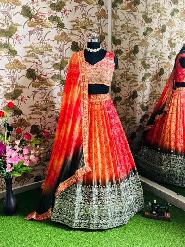 Stunning Chinnon Silk Lehenga Choli - Image 6