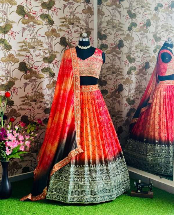 Stunning Chinnon Silk Lehenga Choli - Image 7