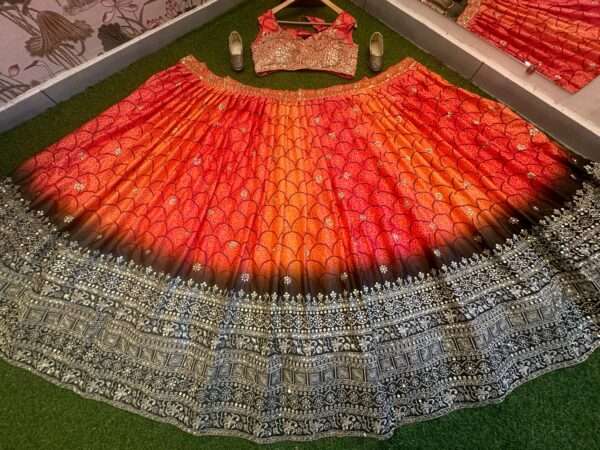 Stunning Chinnon Silk Lehenga Choli - Image 10