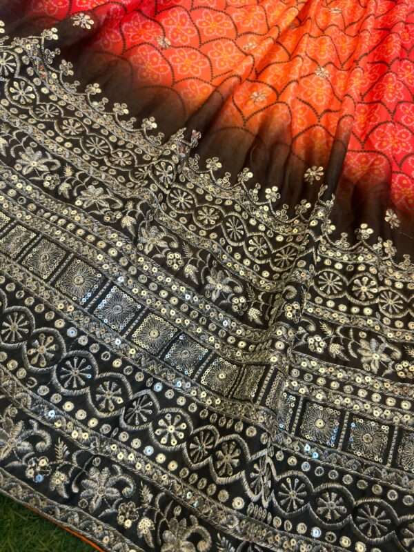 Stunning Chinnon Silk Lehenga Choli - Image 13