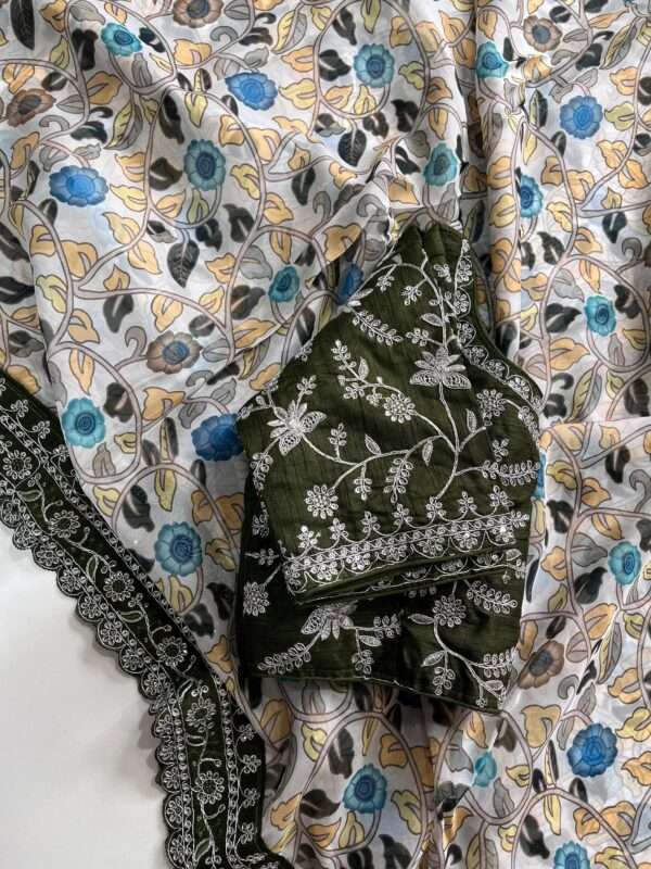 Kalamkari Print Organza Saree - Image 3