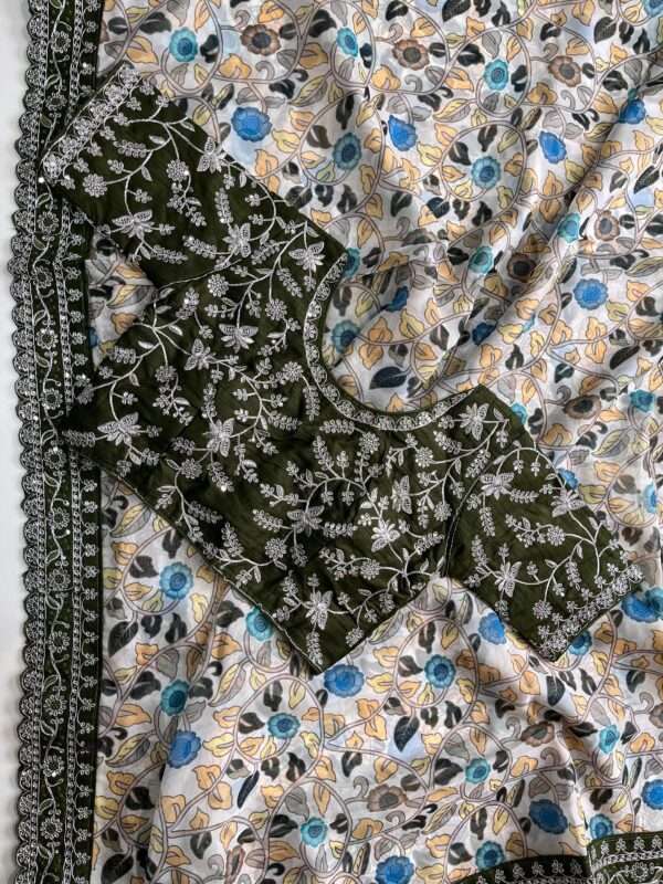 Kalamkari Print Organza Saree - Image 4