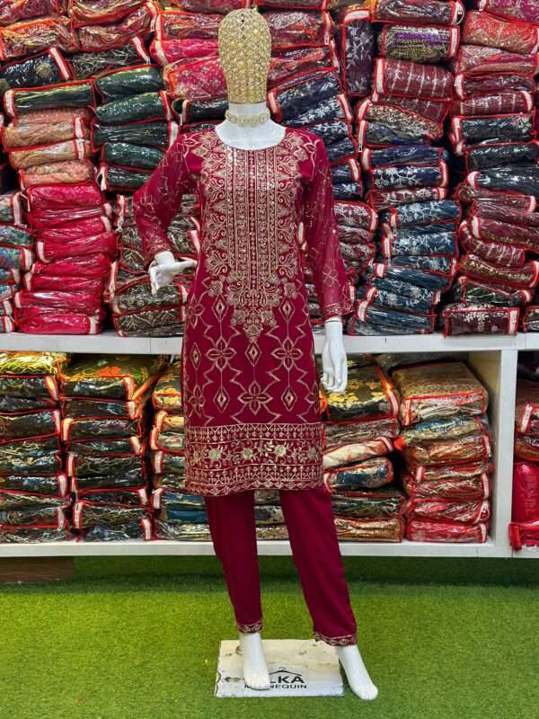 Red Georgette Kurti - Image 3