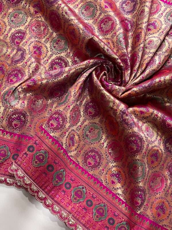 Pink Banarasi Silk Saree - Image 5