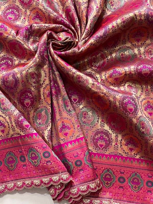 Pink Banarasi Silk Saree - Image 6