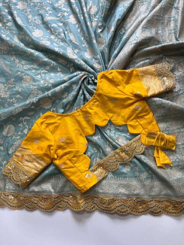 Flower Print Banarasi Silk Saree - Image 3