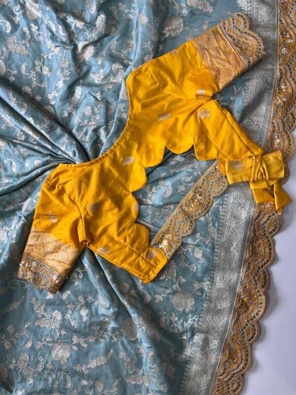 Flower Print Banarasi Silk Saree - Image 5