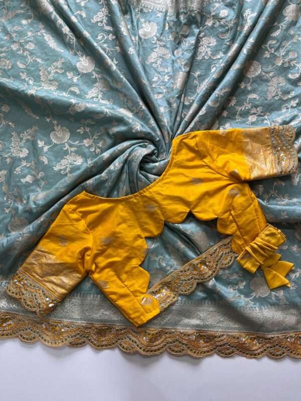 Flower Print Banarasi Silk Saree - Image 7