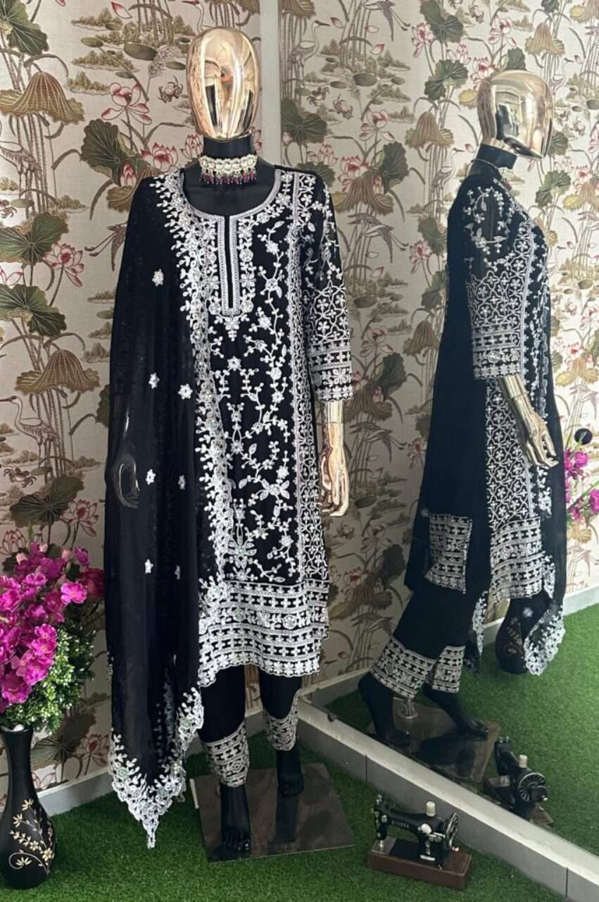 Elegant Black Indian Georgette Kurti