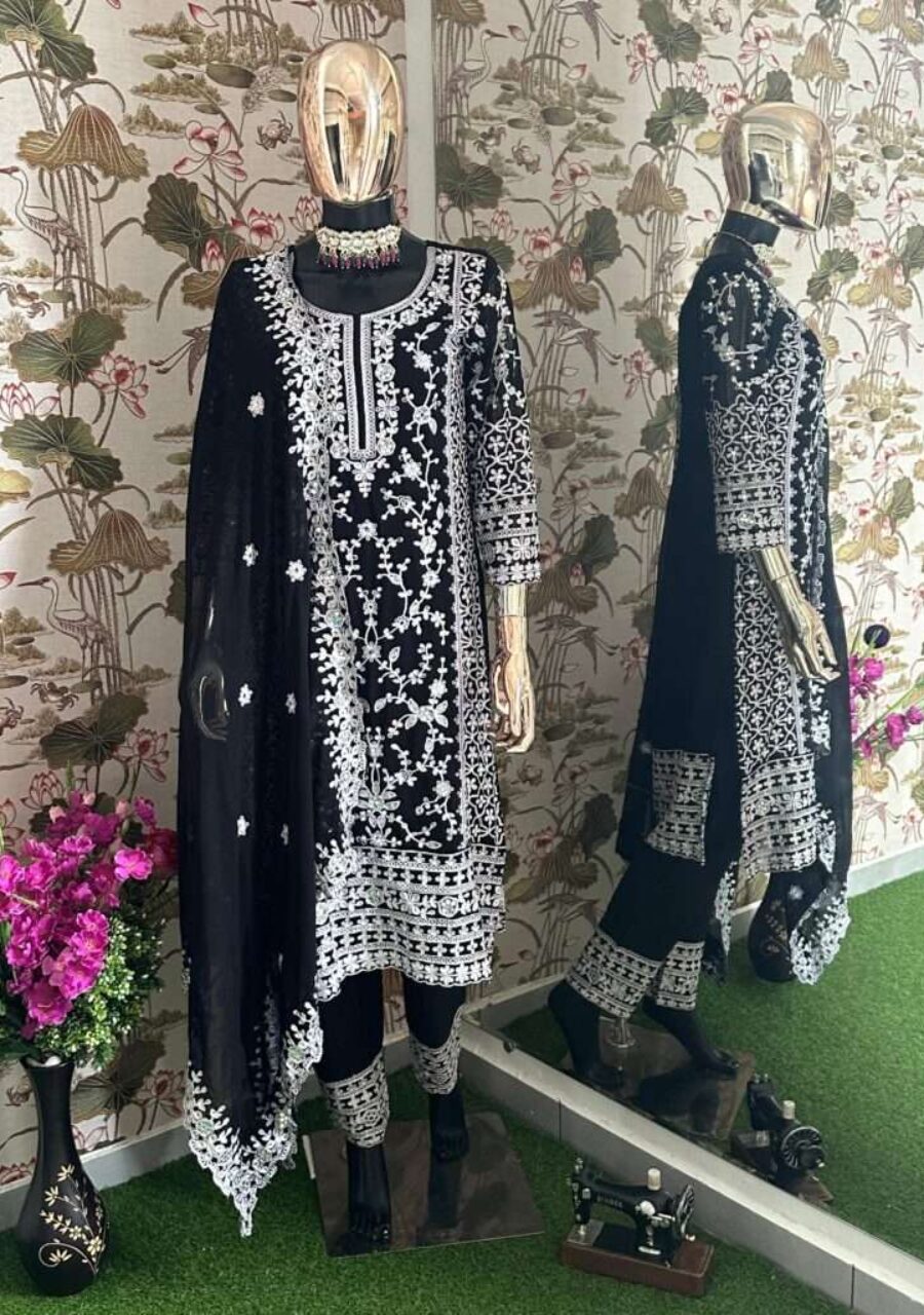 Elegant Black Indian Georgette Kurti