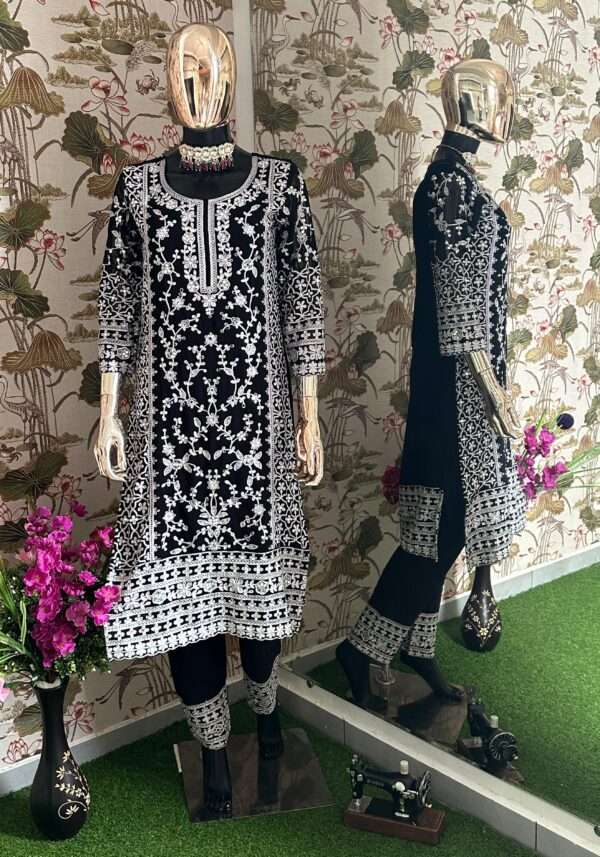 Elegant Black Indian Georgette Kurti - Image 2