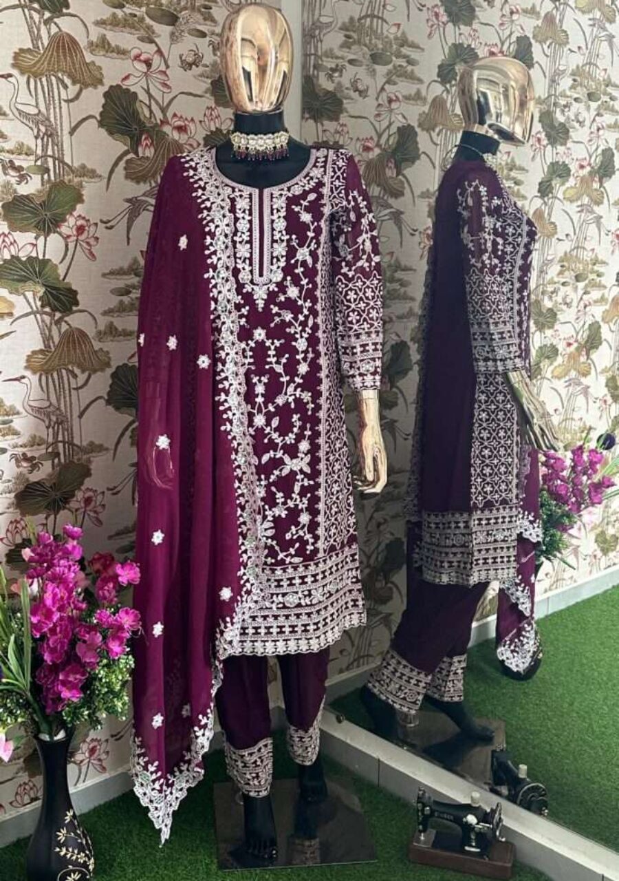 Elegant Maroon Indian Georgette Kurti