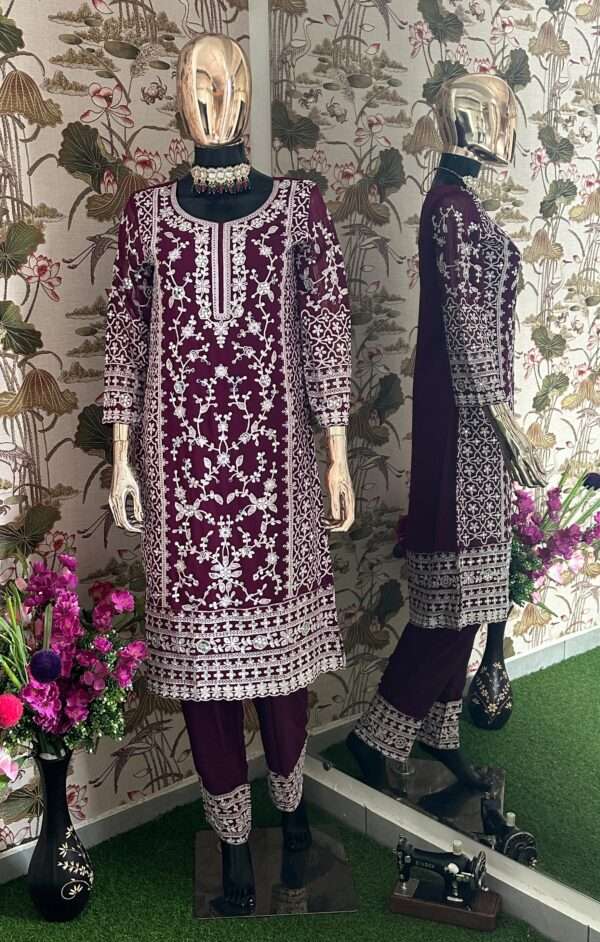 Elegant Maroon Indian Georgette Kurti - Image 2