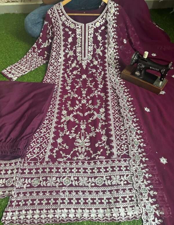 Elegant Maroon Indian Georgette Kurti - Image 3