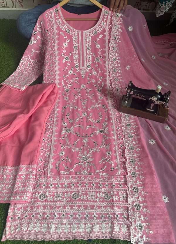 Elegant Pink Indian Georgette Kurti - Image 3