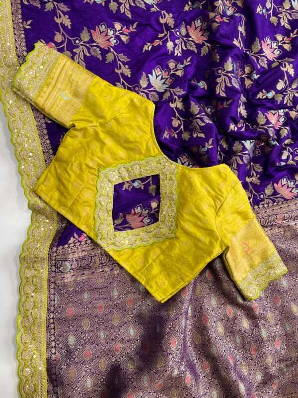 Double Embroidery Banarasi Saree - Image 7