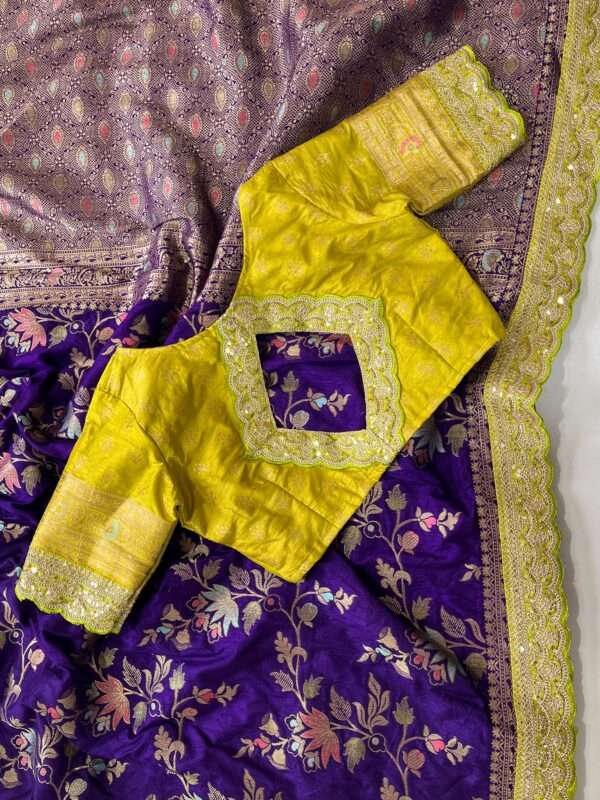 Double Embroidery Banarasi Saree - Image 5