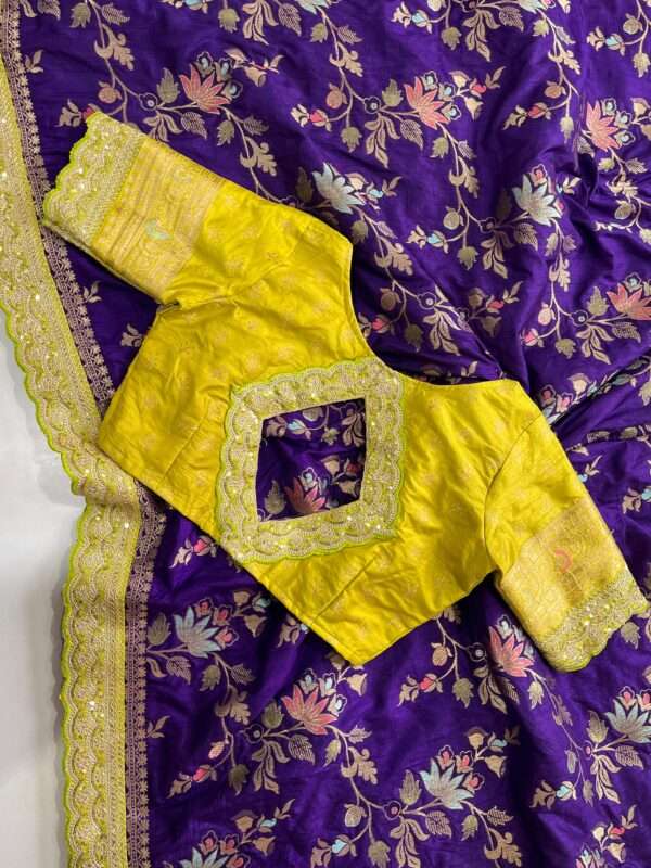 Double Embroidery Banarasi Saree - Image 6