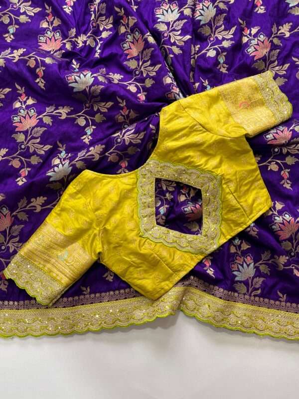 Double Embroidery Banarasi Saree - Image 3