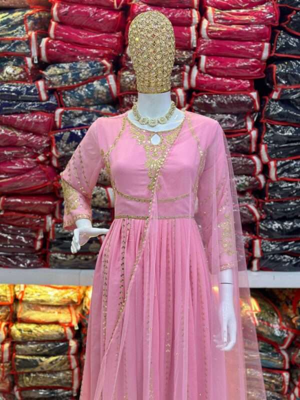 Elegant Pink Georgette Kurti - Image 3