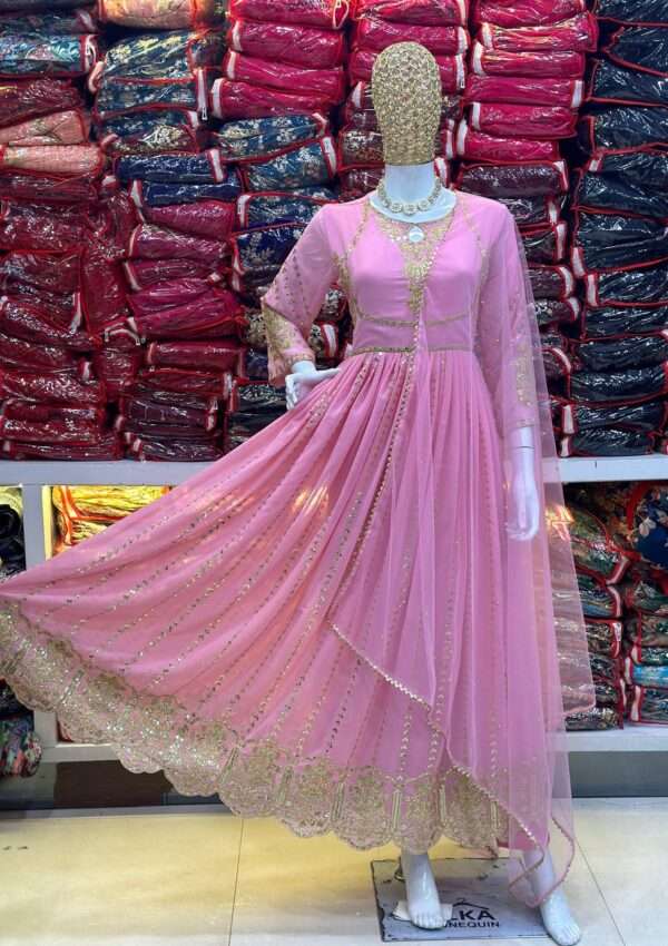 Elegant Pink Georgette Kurti - Image 2