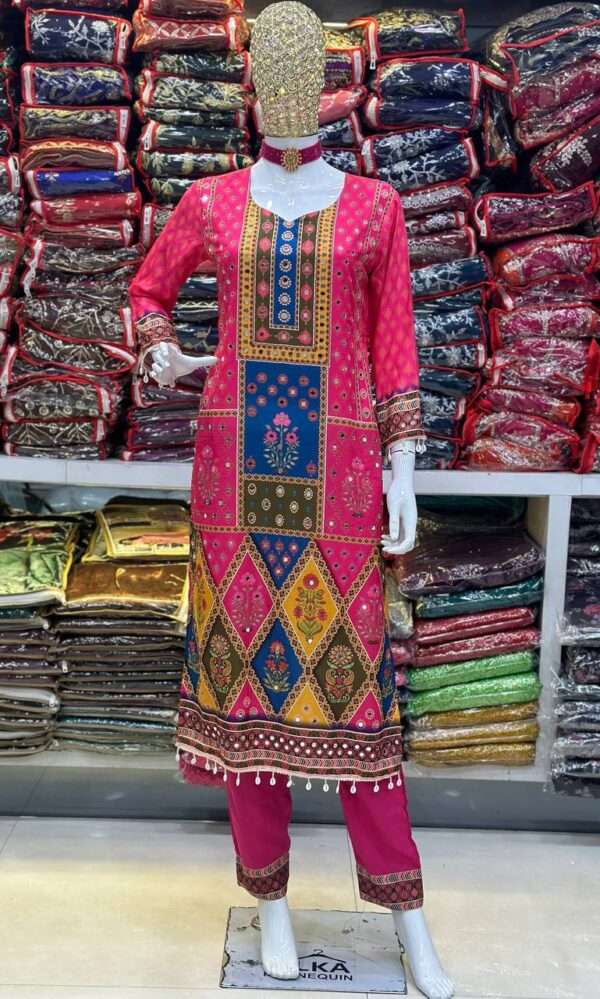 Elegant 3Pc Maslin Kurti - Image 5