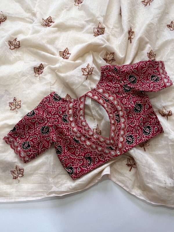 Pure Chanderi Cotton with Flower Embroidery