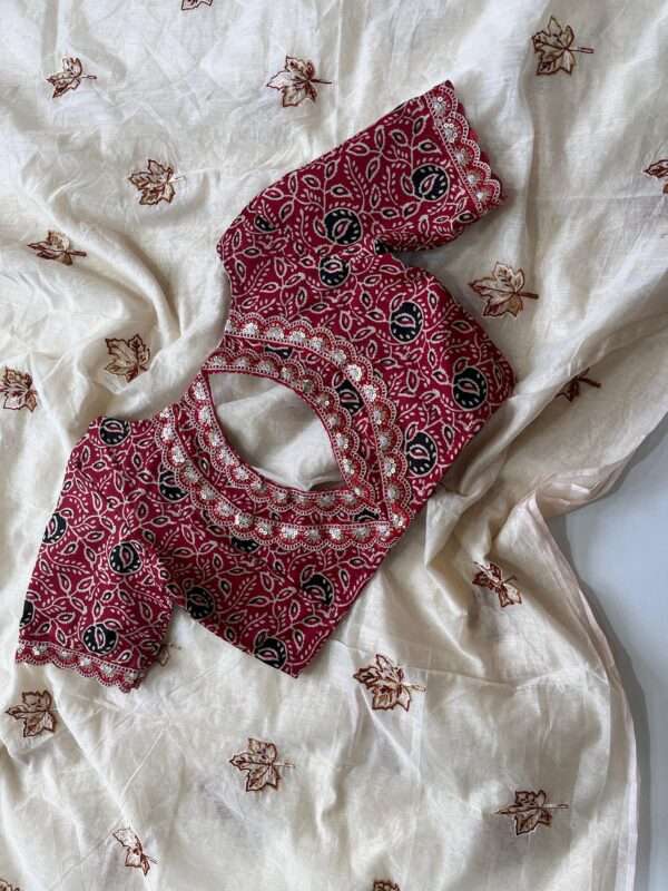 Pure Chanderi Cotton with Flower Embroidery - Image 4