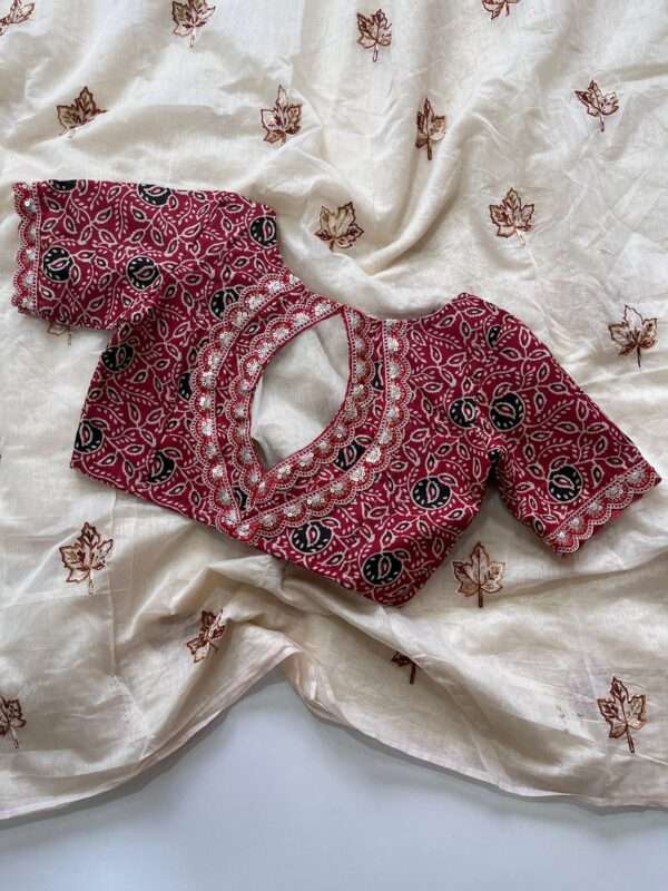 Pure Chanderi Cotton with Flower Embroidery - Image 3