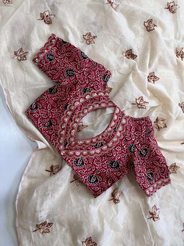 Pure Chanderi Cotton with Flower Embroidery - Image 2