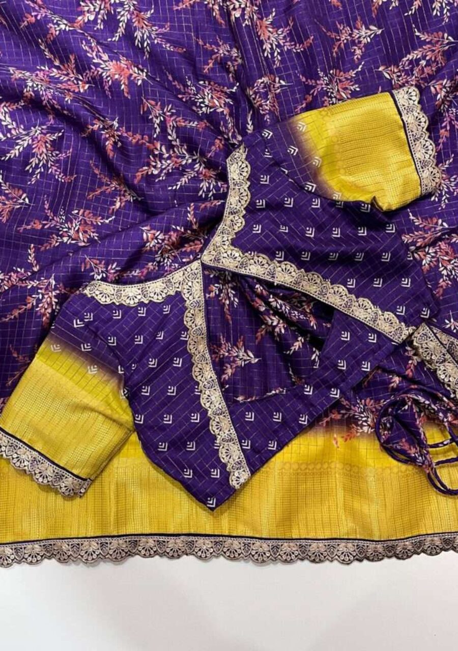 Soft silk saree having chex design