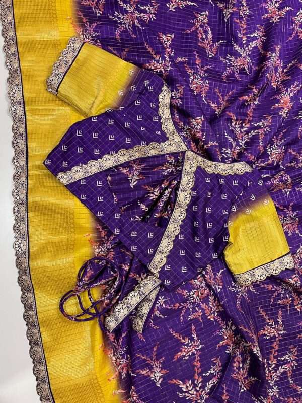 Soft silk saree having chex design - Image 5