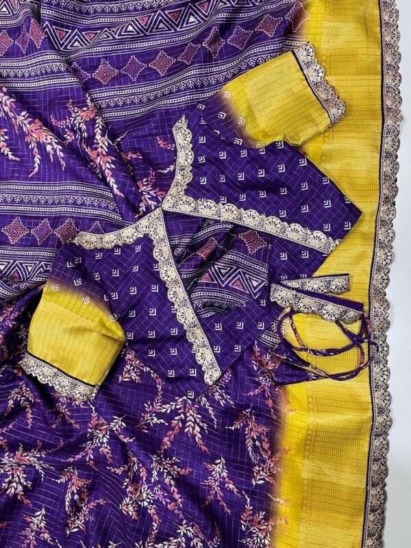 Soft silk saree having chex design - Image 4