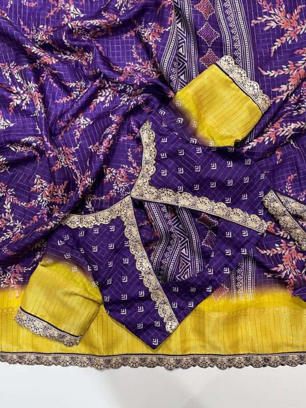 Soft silk saree having chex design - Image 3