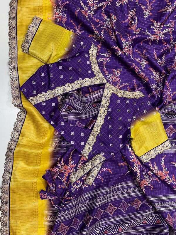 Soft silk saree having chex design - Image 2