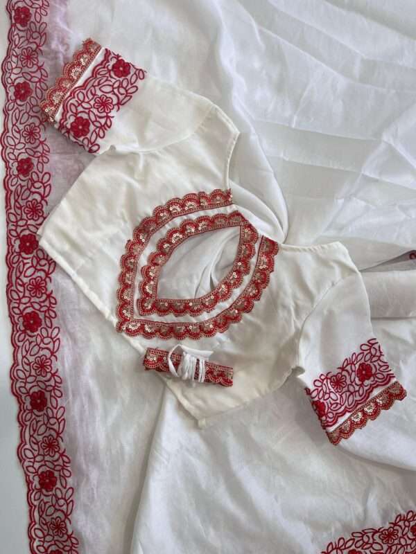 White Cotton Chanderi Saree