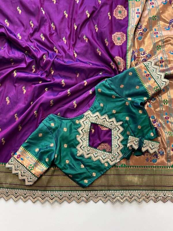 Purple Banarasi Silk saree - Image 3