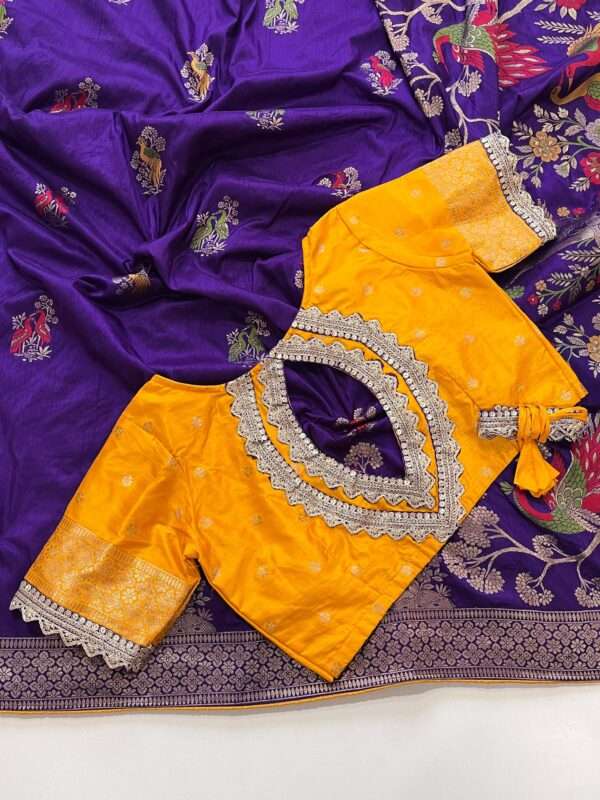 Ethnic Flower Weaving Banarasi saree - Image 3