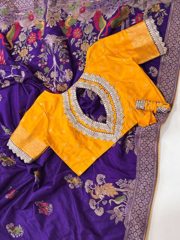 Ethnic Flower Weaving Banarasi saree - Image 7