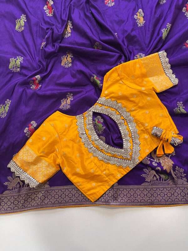 Ethnic Flower Weaving Banarasi saree - Image 6